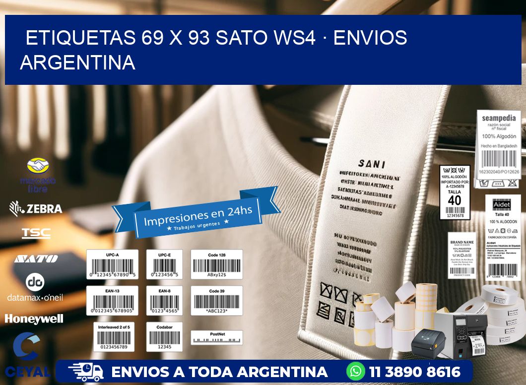 ETIQUETAS 69 x 93 SATO WS4 · ENVIOS ARGENTINA