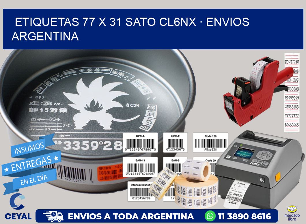 ETIQUETAS 77 x 31 SATO CL6NX · ENVIOS ARGENTINA