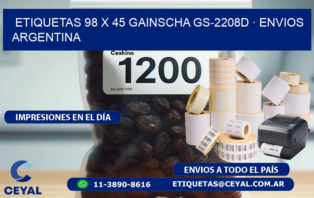ETIQUETAS 98 x 45 GAINSCHA GS-2208D · ENVIOS ARGENTINA