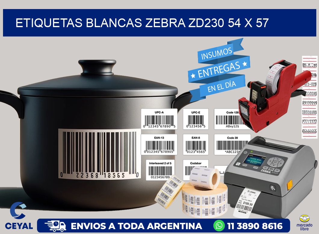 ETIQUETAS BLANCAS ZEBRA ZD230 54 x 57