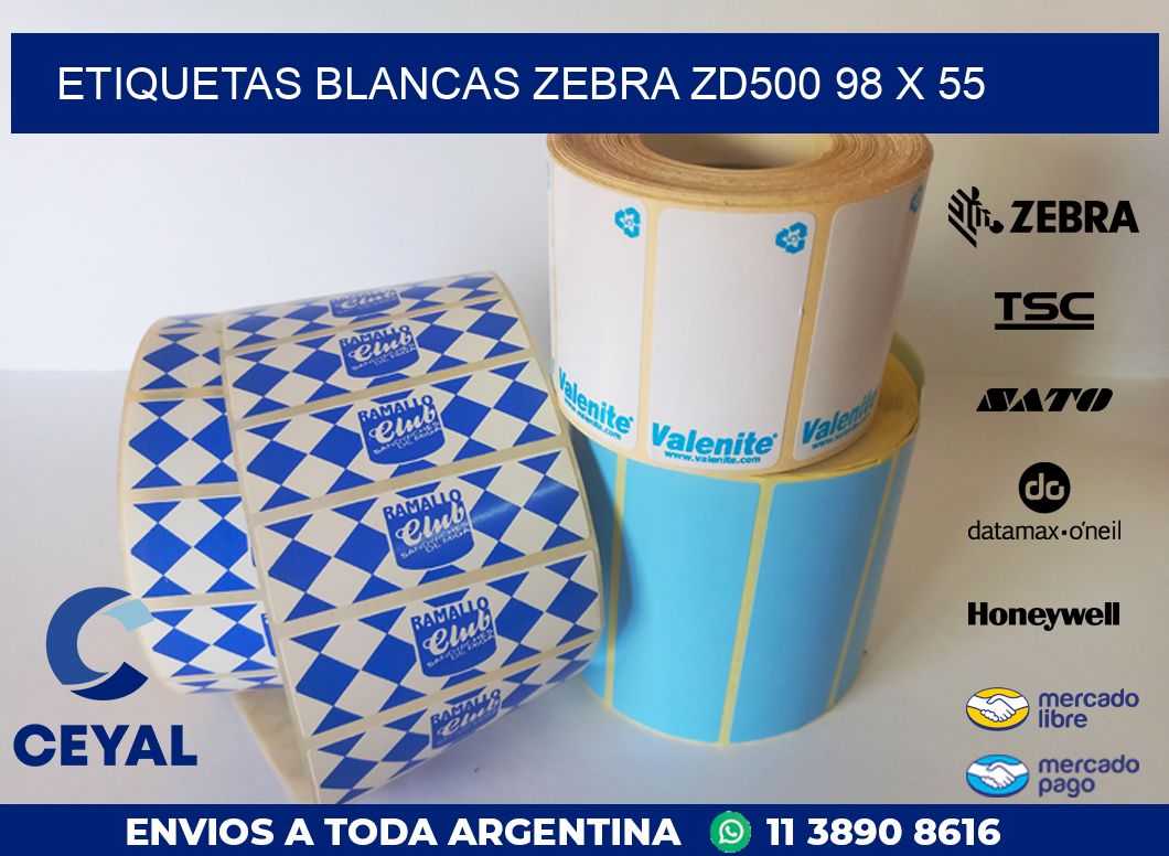 ETIQUETAS BLANCAS ZEBRA ZD500 98 x 55