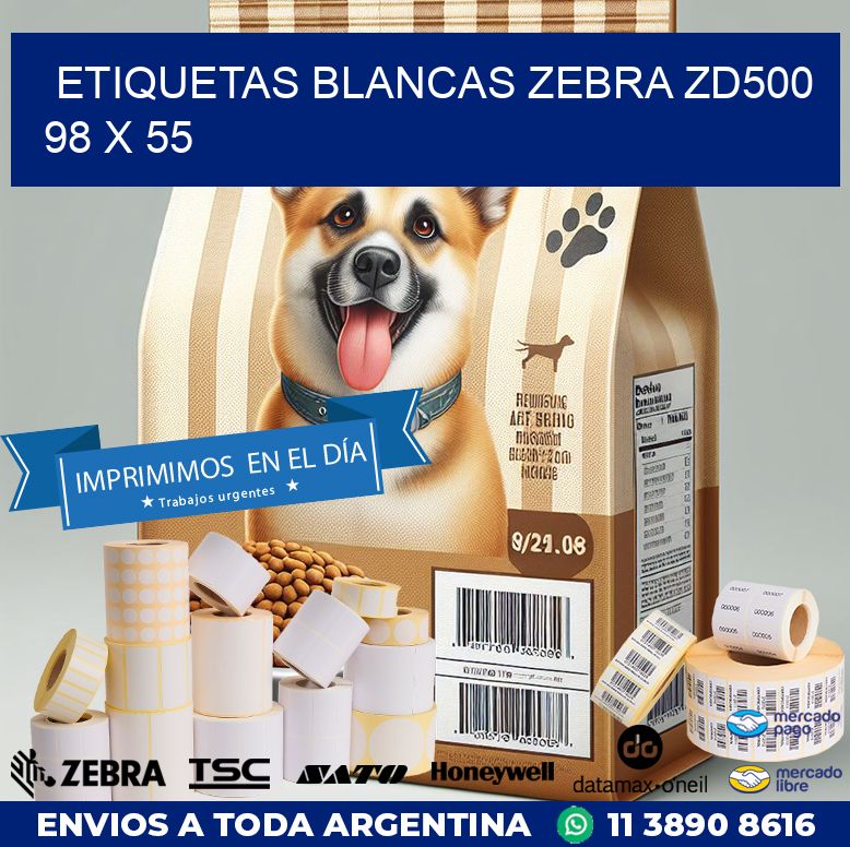 ETIQUETAS BLANCAS ZEBRA ZD500 98 x 55