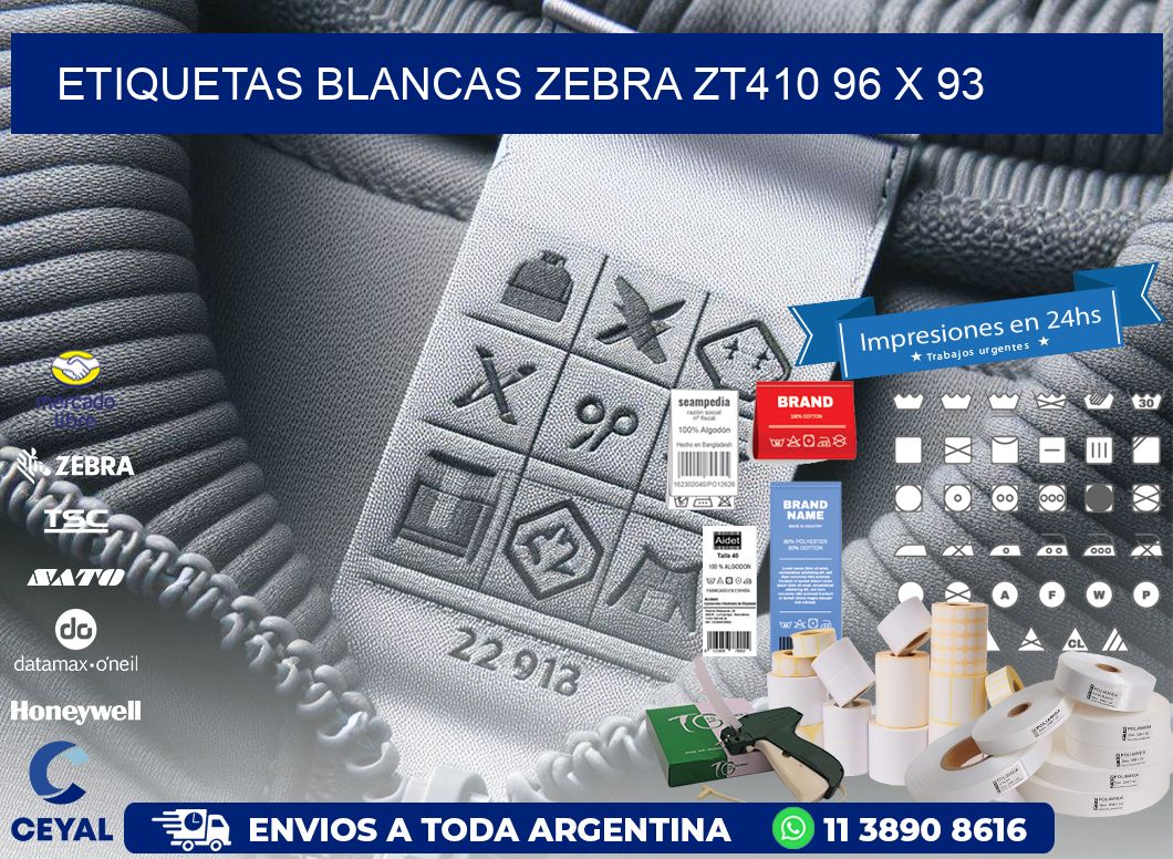 ETIQUETAS BLANCAS ZEBRA ZT410 96 x 93