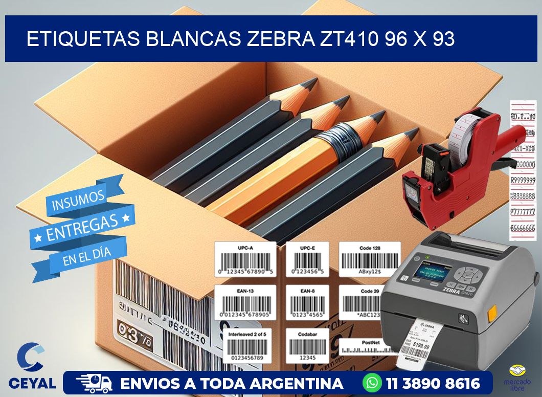 ETIQUETAS BLANCAS ZEBRA ZT410 96 x 93