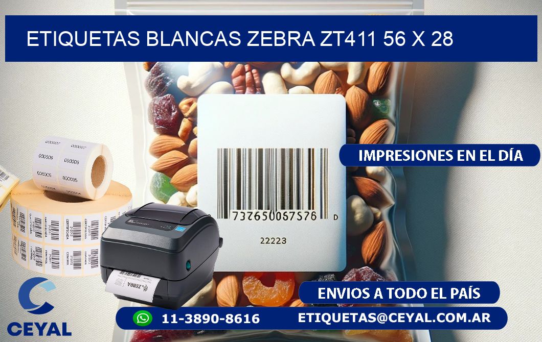 ETIQUETAS BLANCAS ZEBRA ZT411 56 x 28