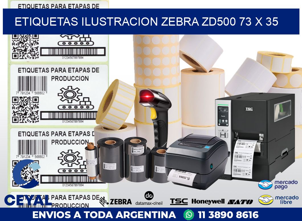 ETIQUETAS ILUSTRACION ZEBRA ZD500 73 x 35