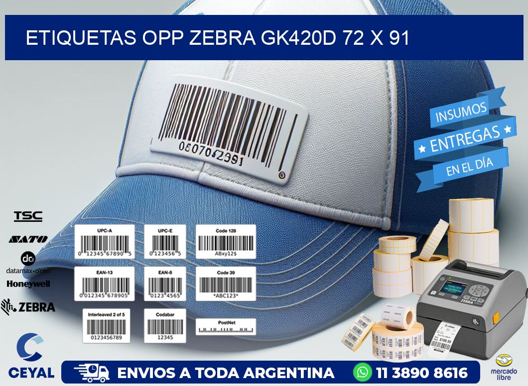 ETIQUETAS OPP ZEBRA GK420D 72 x 91