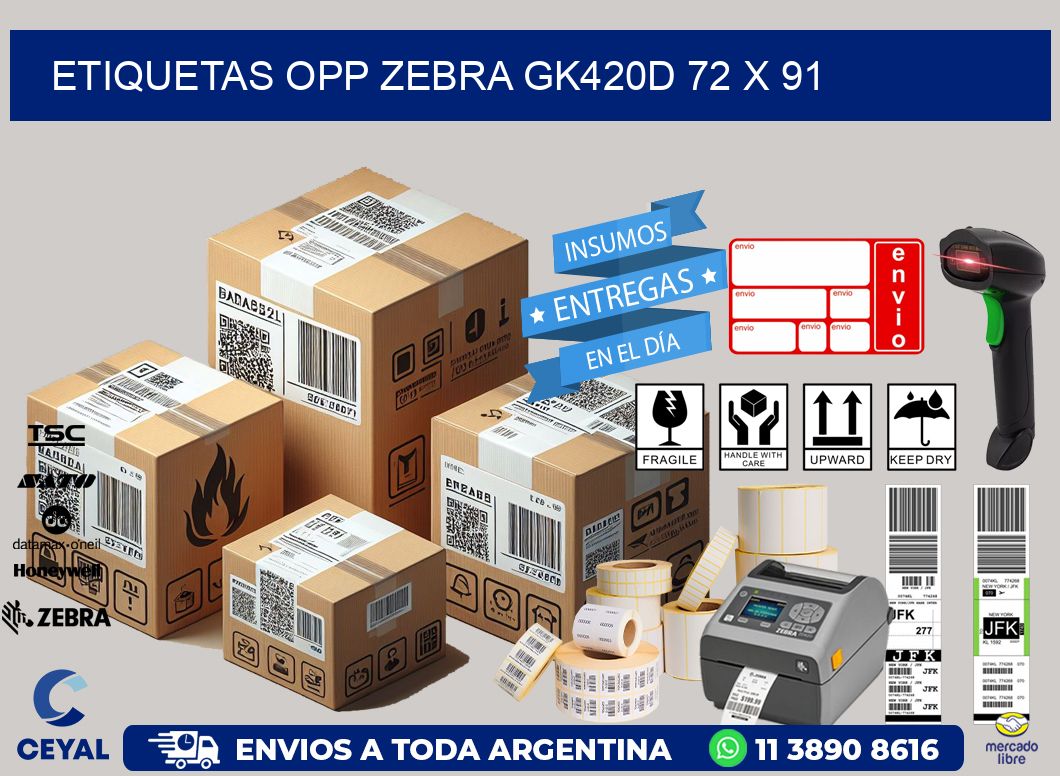 ETIQUETAS OPP ZEBRA GK420D 72 x 91