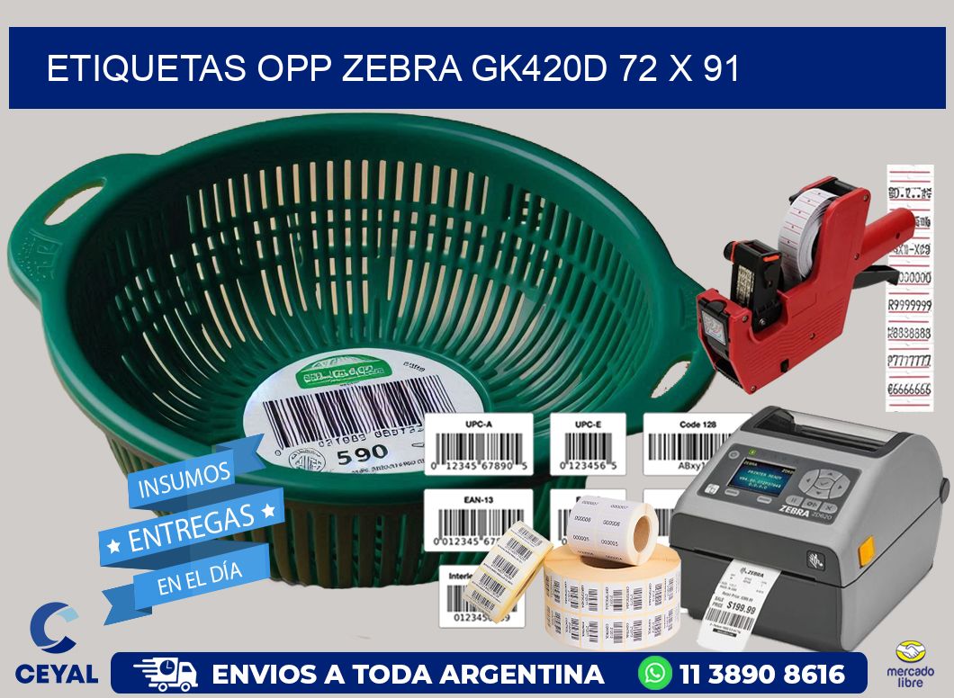 ETIQUETAS OPP ZEBRA GK420D 72 x 91