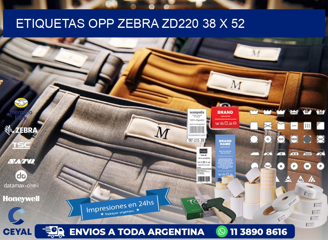 ETIQUETAS OPP ZEBRA ZD220 38 x 52