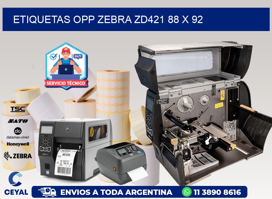 ETIQUETAS OPP ZEBRA ZD421 88 x 92
