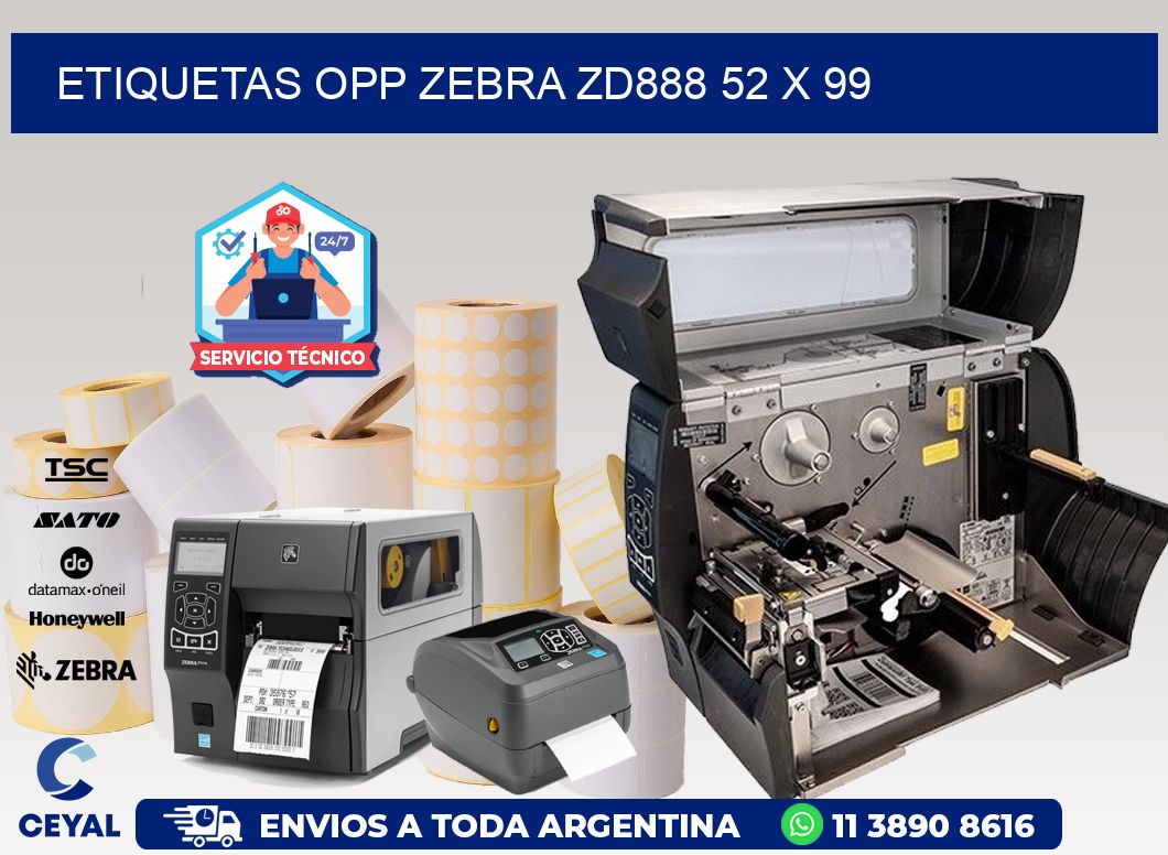 ETIQUETAS OPP ZEBRA ZD888 52 x 99
