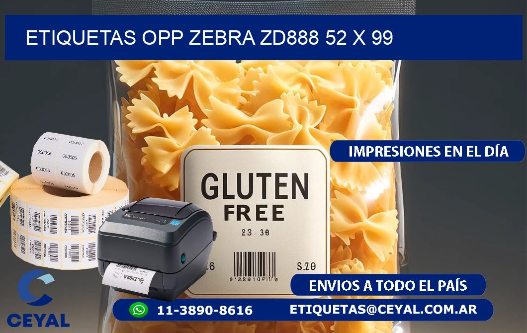 ETIQUETAS OPP ZEBRA ZD888 52 x 99