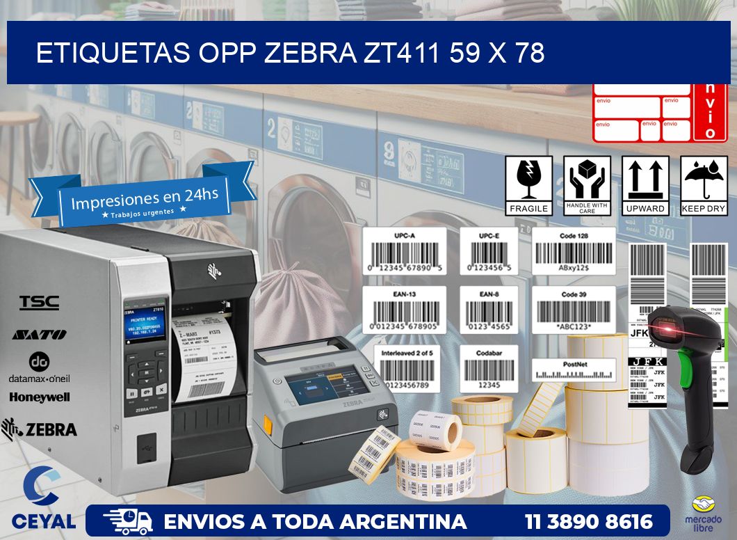 ETIQUETAS OPP ZEBRA ZT411 59 x 78