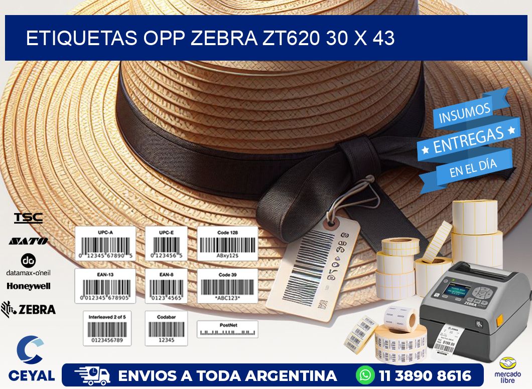 ETIQUETAS OPP ZEBRA ZT620 30 x 43