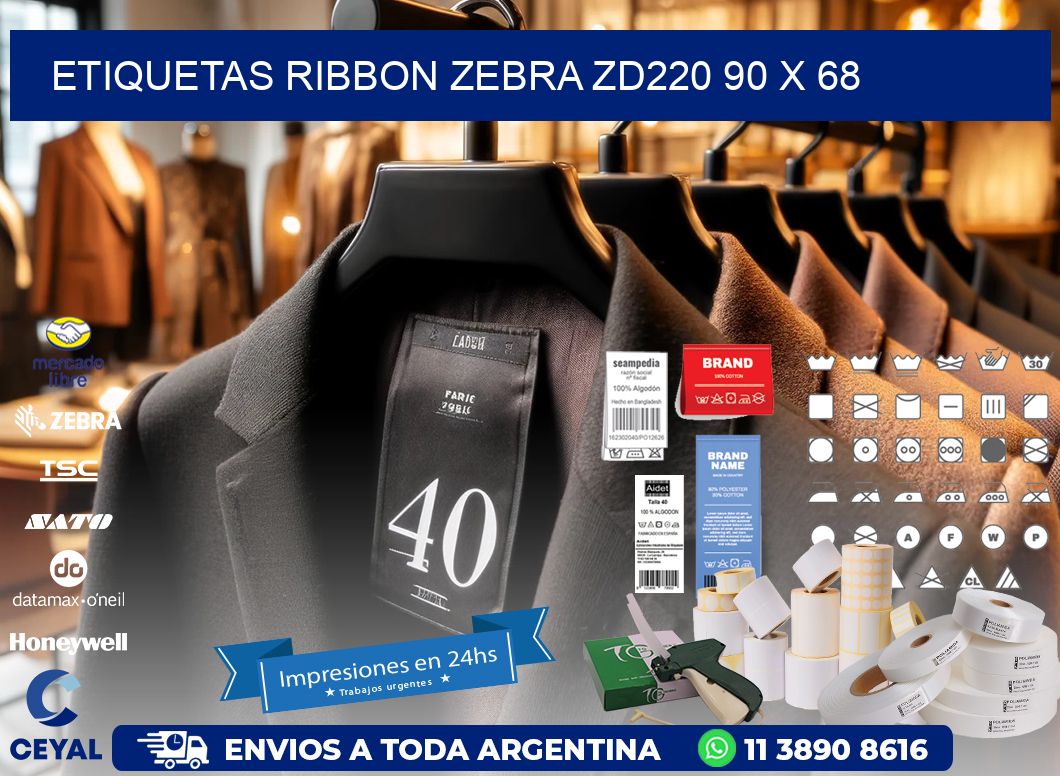 ETIQUETAS RIBBON Zebra ZD220 90 x 68