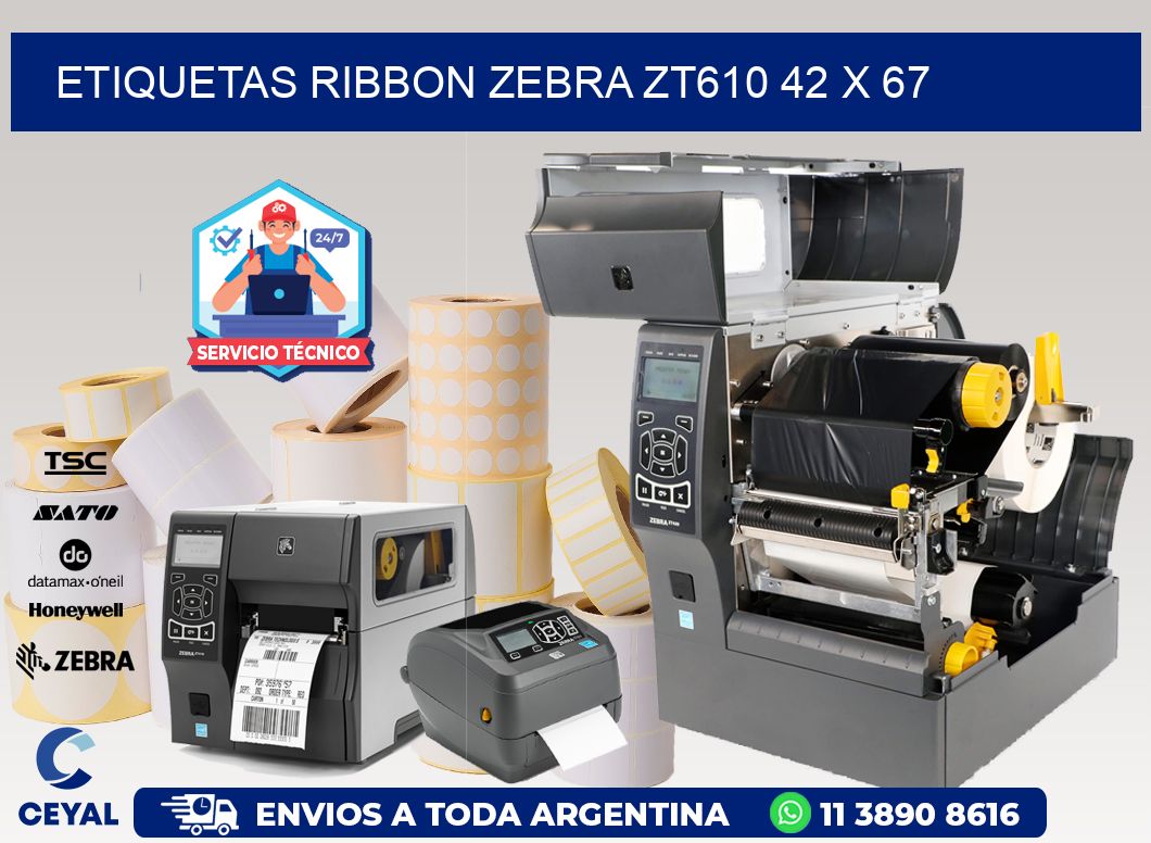 ETIQUETAS RIBBON Zebra ZT610 42 x 67