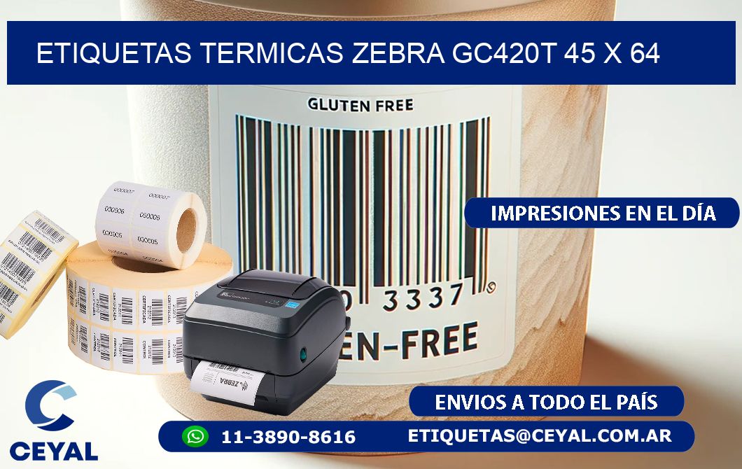 ETIQUETAS TERMICAS ZEBRA GC420T 45 x 64
