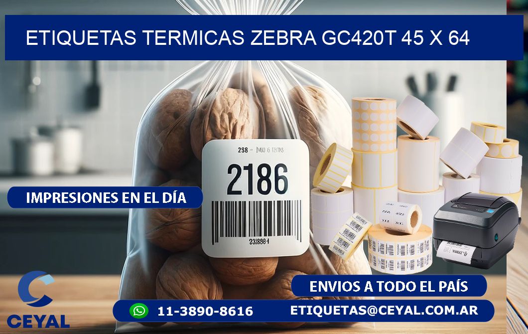 ETIQUETAS TERMICAS ZEBRA GC420T 45 x 64