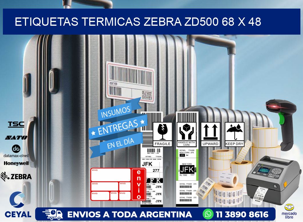 ETIQUETAS TERMICAS ZEBRA ZD500 68 x 48