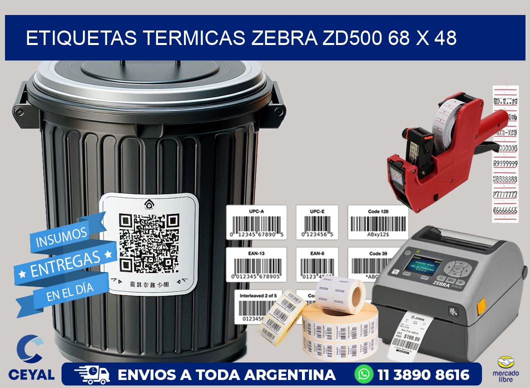 ETIQUETAS TERMICAS ZEBRA ZD500 68 x 48