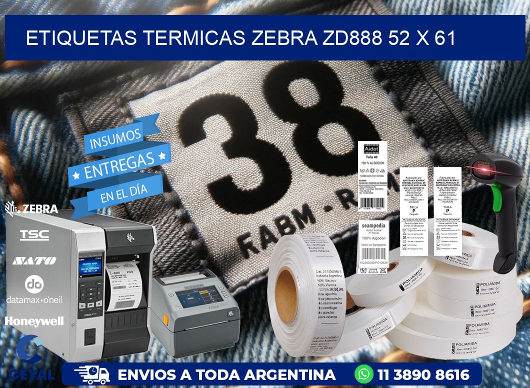 ETIQUETAS TERMICAS ZEBRA ZD888 52 x 61
