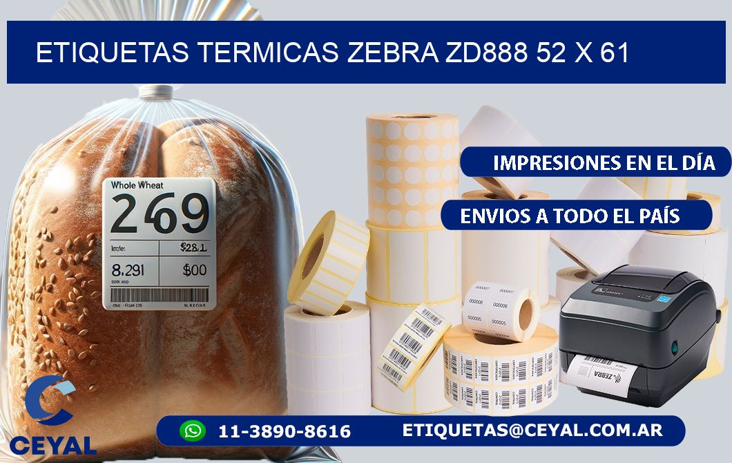 ETIQUETAS TERMICAS ZEBRA ZD888 52 x 61