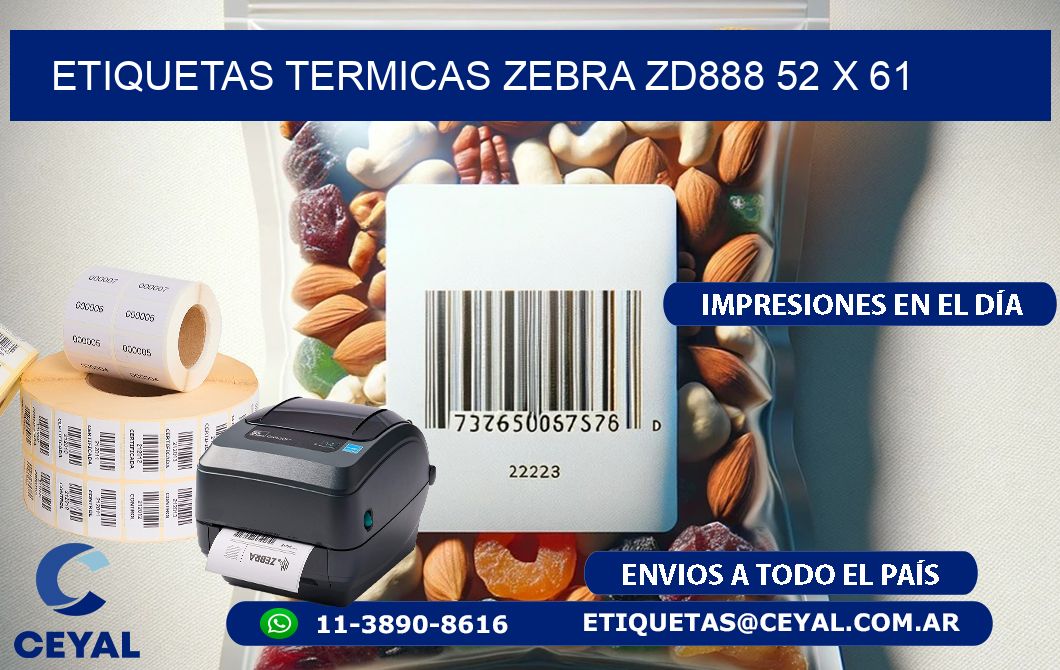 ETIQUETAS TERMICAS ZEBRA ZD888 52 x 61