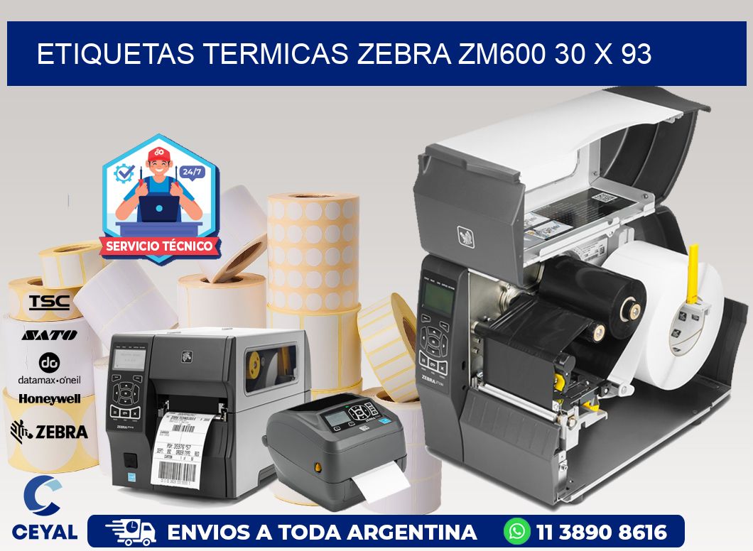 ETIQUETAS TERMICAS ZEBRA ZM600 30 x 93