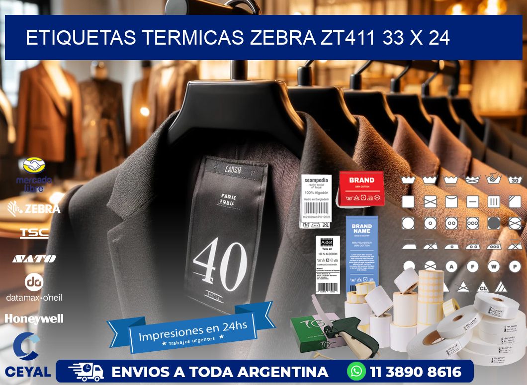 ETIQUETAS TERMICAS ZEBRA ZT411 33 x 24