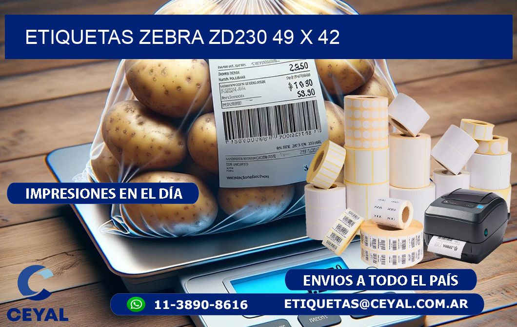 ETIQUETAS Zebra ZD230 49 x 42