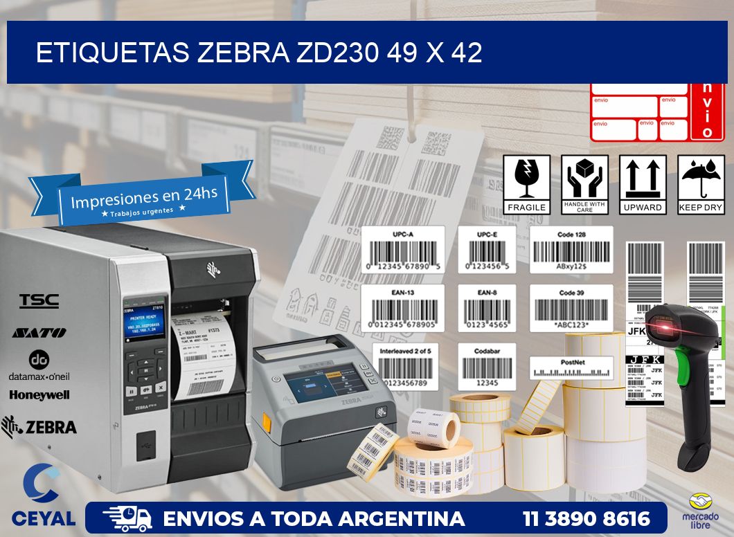 ETIQUETAS Zebra ZD230 49 x 42