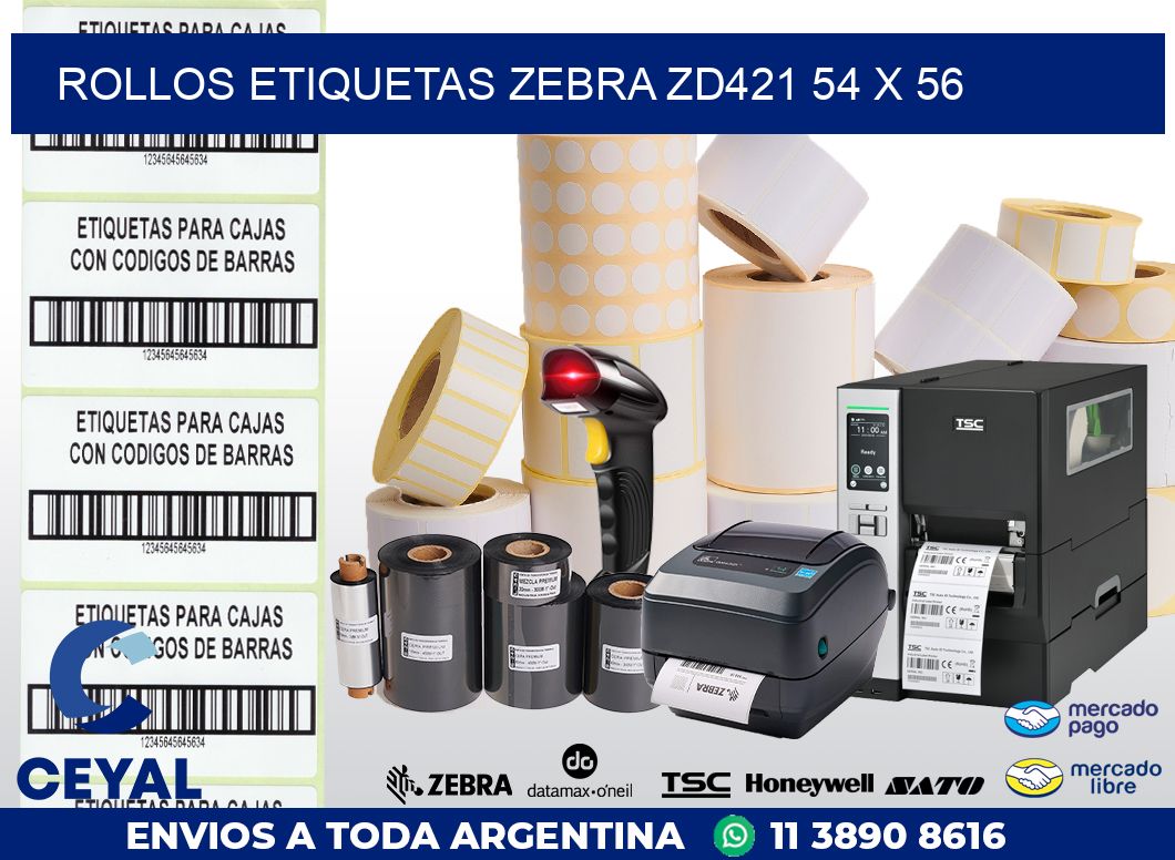 ROLLOS ETIQUETAS Zebra ZD421 54 x 56