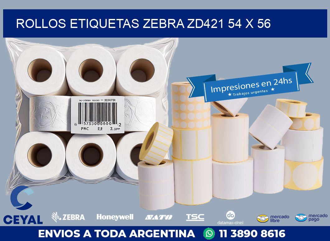 ROLLOS ETIQUETAS Zebra ZD421 54 x 56