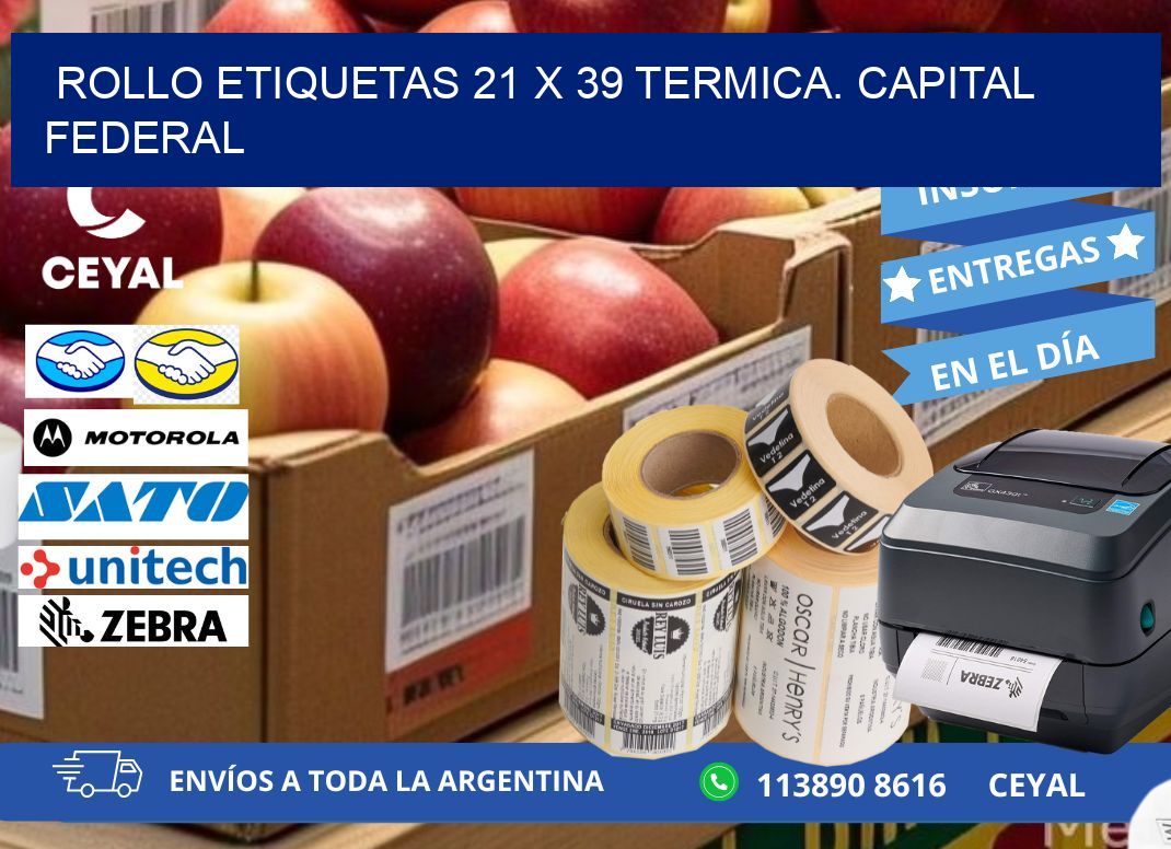Rollo etiquetas 21 x 39 termica. Capital Federal
