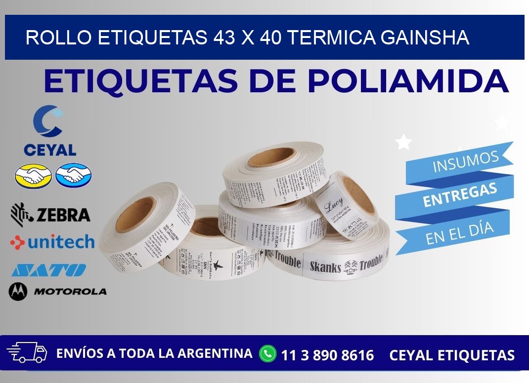 Rollo etiquetas 43 x 40 termica gainsha
