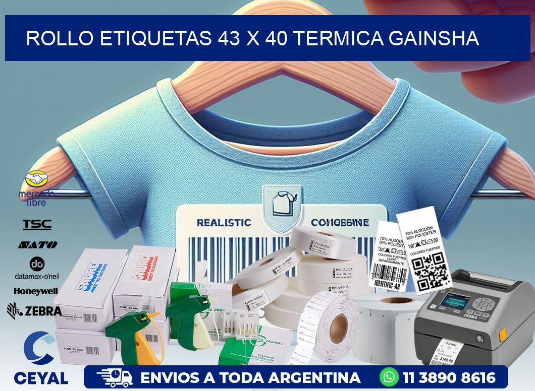 Rollo etiquetas 43 x 40 termica gainsha