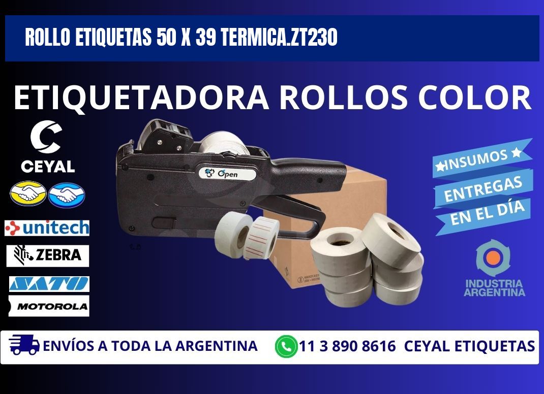 Rollo etiquetas 50 x 39 termica.zt230