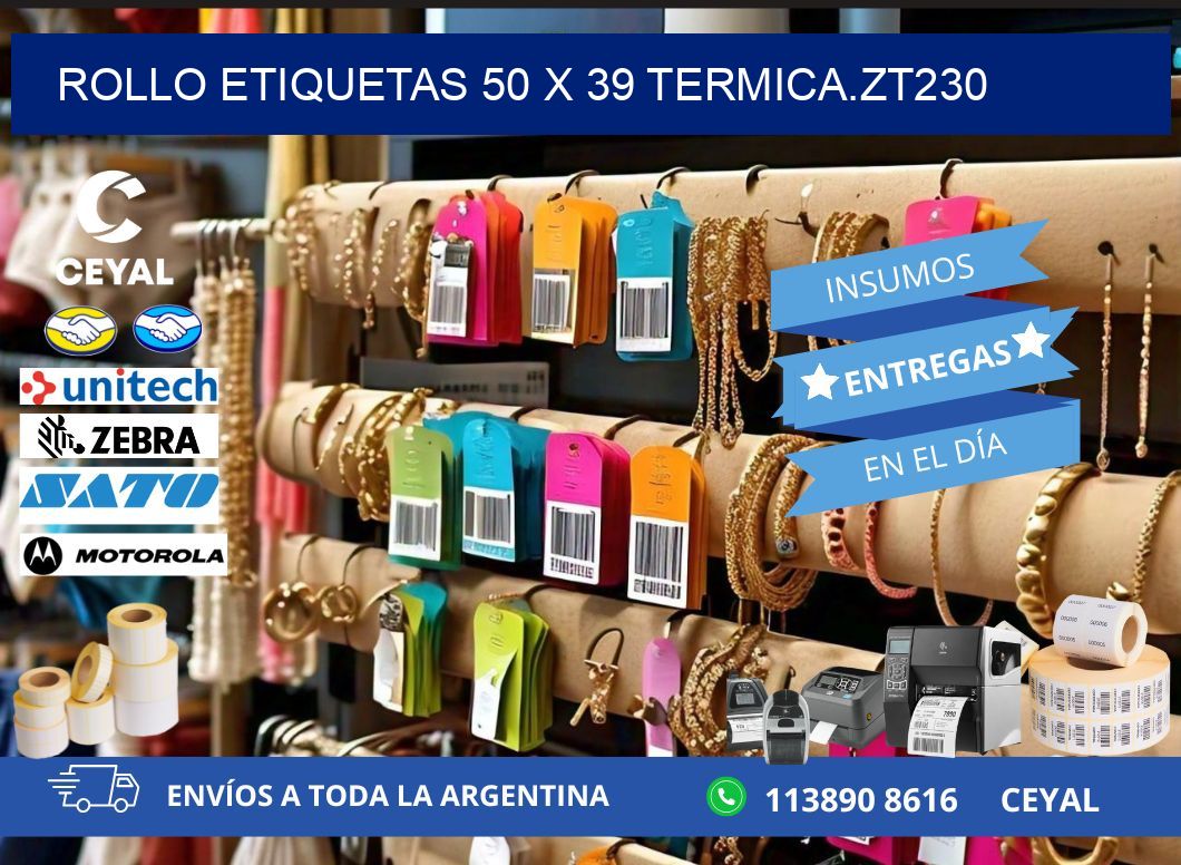 Rollo etiquetas 50 x 39 termica.zt230