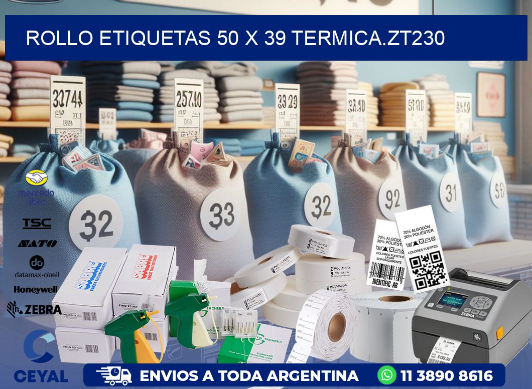 Rollo etiquetas 50 x 39 termica.zt230