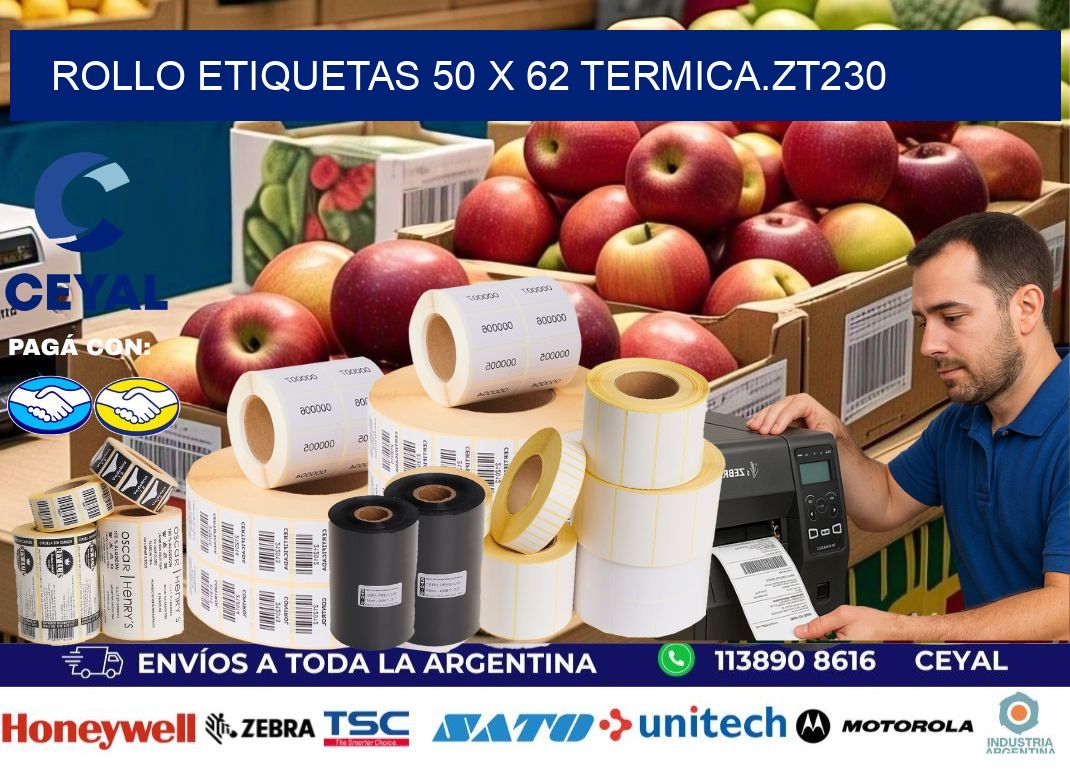 Rollo etiquetas 50 x 62 termica.zt230