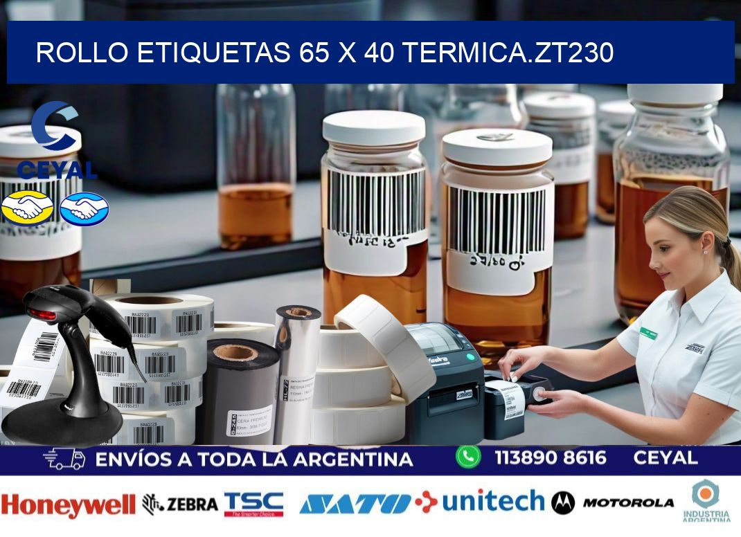 Rollo etiquetas 65 x 40 termica.zt230