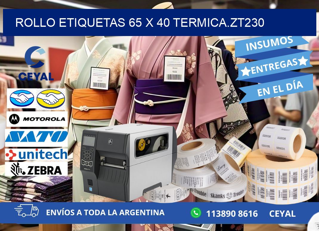Rollo etiquetas 65 x 40 termica.zt230