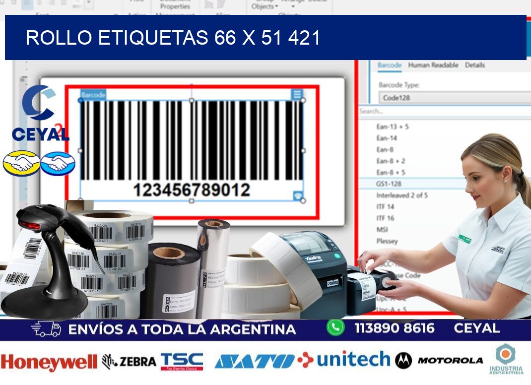 Rollo etiquetas 66 x 51 421