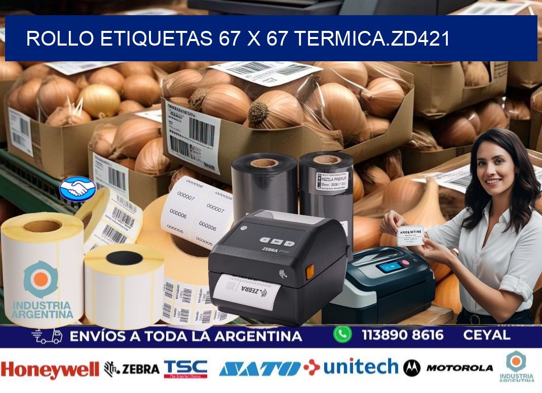 Rollo etiquetas 67 x 67 termica.zd421