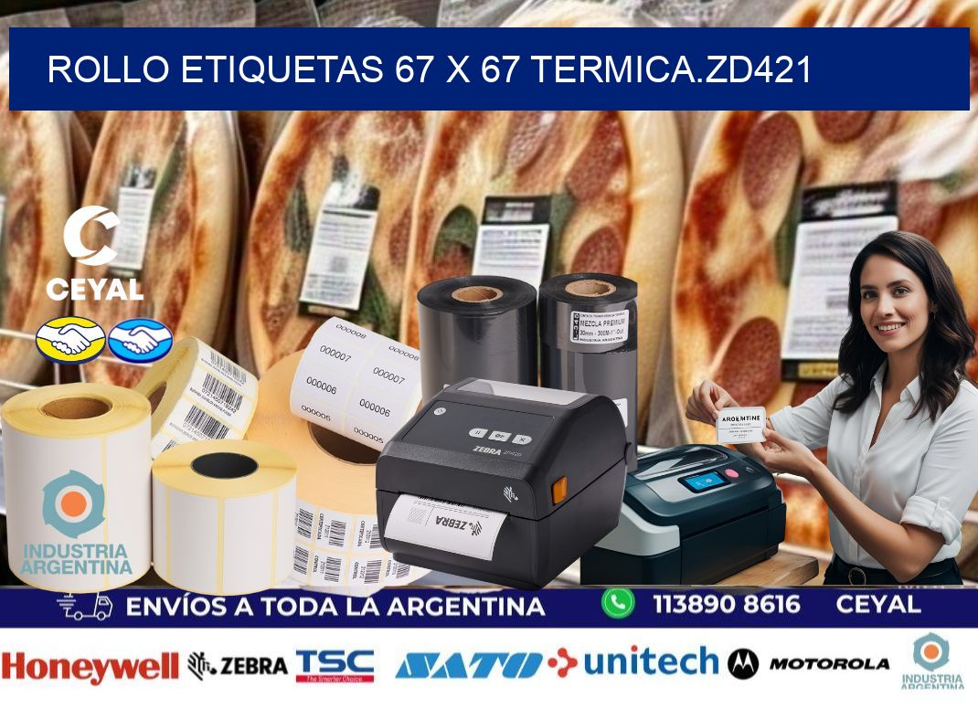 Rollo etiquetas 67 x 67 termica.zd421