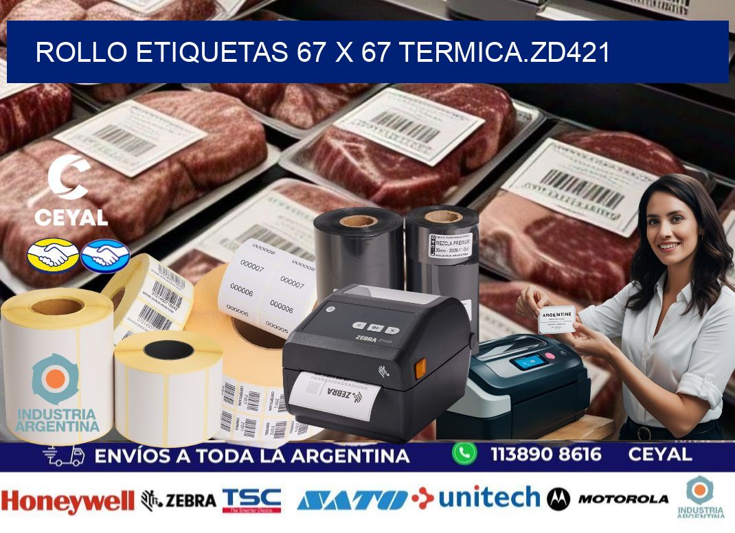 Rollo etiquetas 67 x 67 termica.zd421