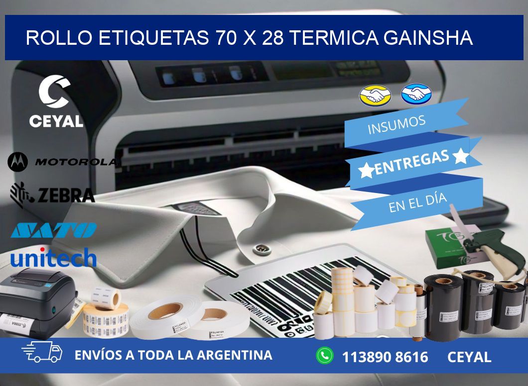 Rollo etiquetas 70 x 28 termica gainsha