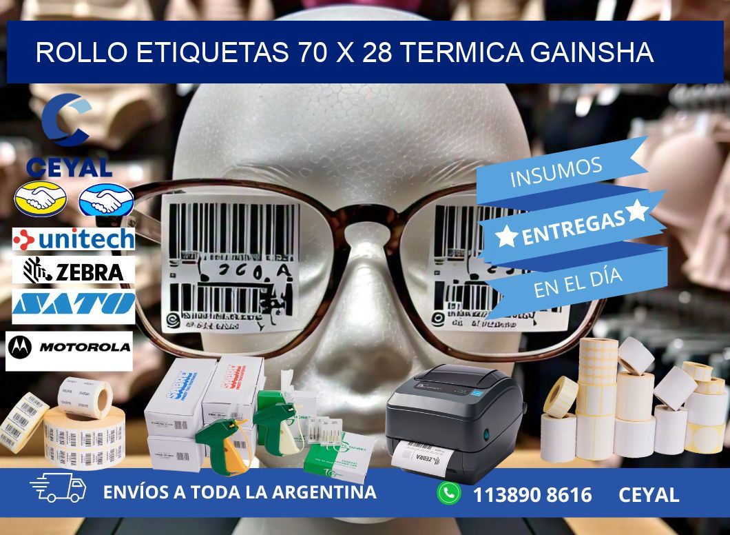Rollo etiquetas 70 x 28 termica gainsha
