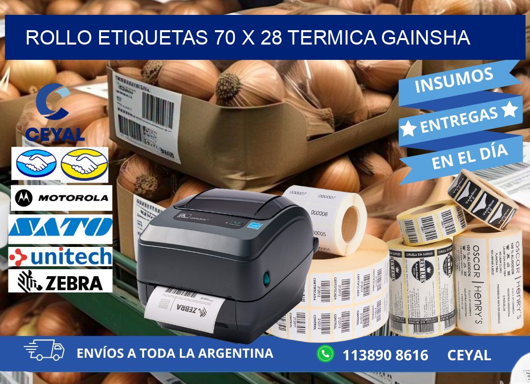 Rollo etiquetas 70 x 28 termica gainsha